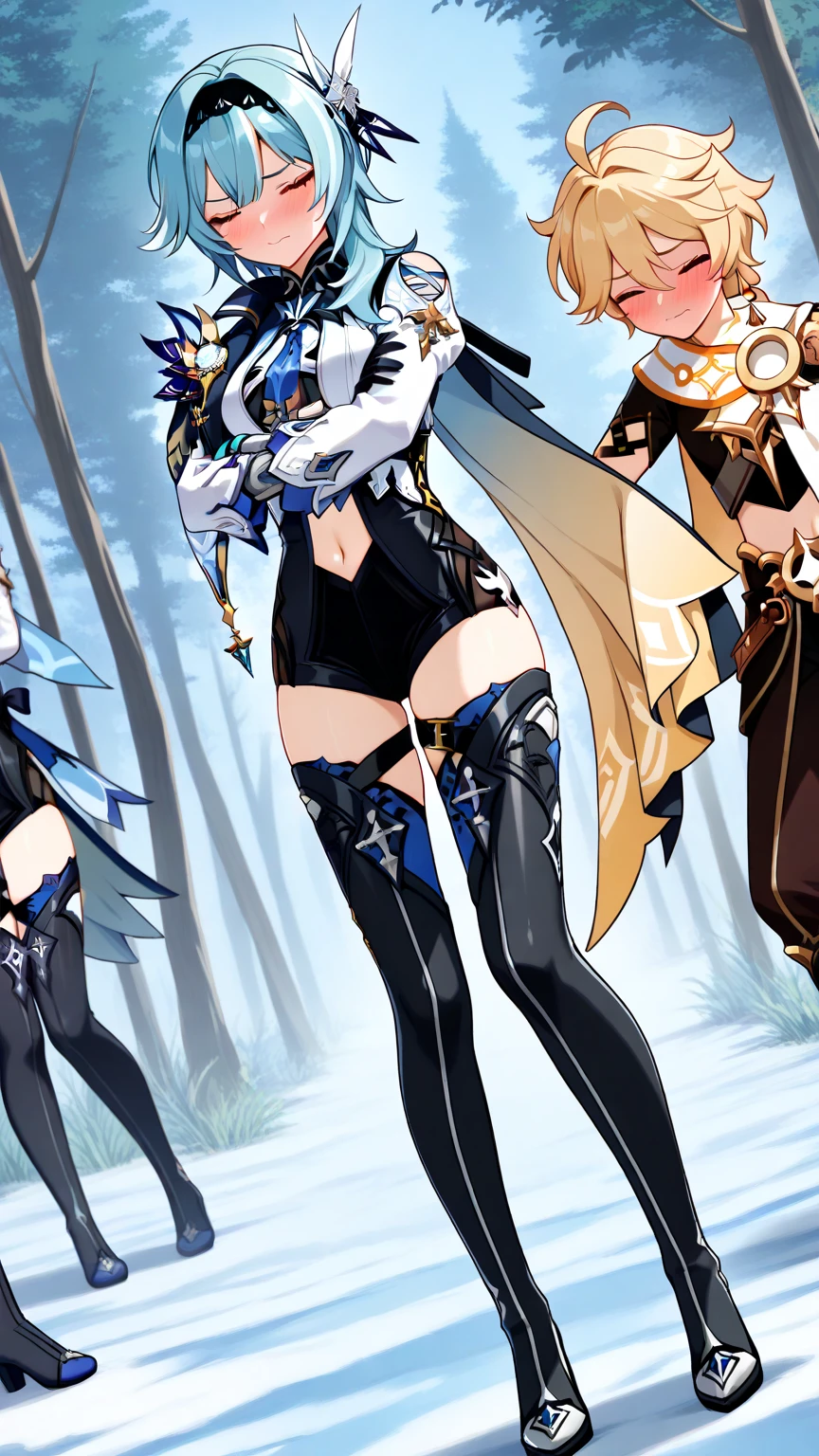 Floresta de fadas, tema fada, conto de fadas,
1girl, (( asas de fada azul:1.2 ), olhos azuis, ( cabelos longos, cabelo laranja vermelho:1.2 ), medium breasts ), ( top cropped azul brilhante, stomach cutout ), ( minissaia azul brilhante, botas azuis de salto alto ), tiara dourada,