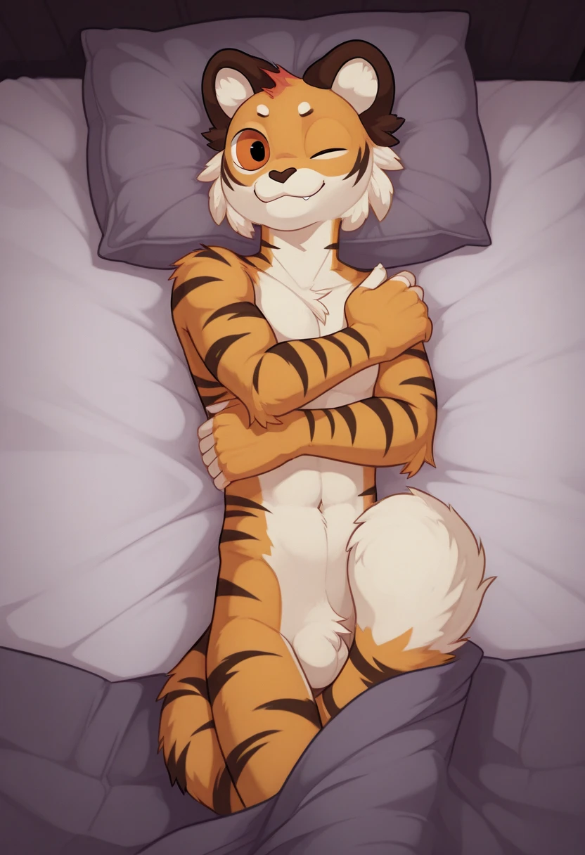 score_9, score_8_up, score_7_up, score_6_up, score_5_up, score_4_up, source_furry, female, tiger, Flora, cute anthro female, feet, paws, pawpad, foot focus, paw focus, furry paws, cute face, bedroom, laying on bed, white bed, naked, horny, main focus on paws, detailed background, looking at viewer, solo, solo focus, (no nipples, no vagina:1.4), (digital pen line-art, soft lines, soft shading, pinup, cartoon, anime:1.2), Kagamine Rin, smile, happy, long tail, stage, midriff, tkmadelyn, yellow eyes, anthro, 4 toes, four toes, anthro feet,