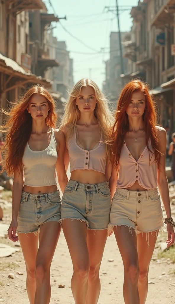 ultra realistic, photography, two women, one has long red hair, one has platinum blonde long hair, girl, 24 years old, hourglass figure, perfect fit body, Flirty look, natural medium breasts, theyre standing on the sidewalks, they wear casual outfits, they hold a big white sign together, the sign has "300" written on it in red, (full body shot:1.5) photorealistic image of two (standing pose:1.1) women,