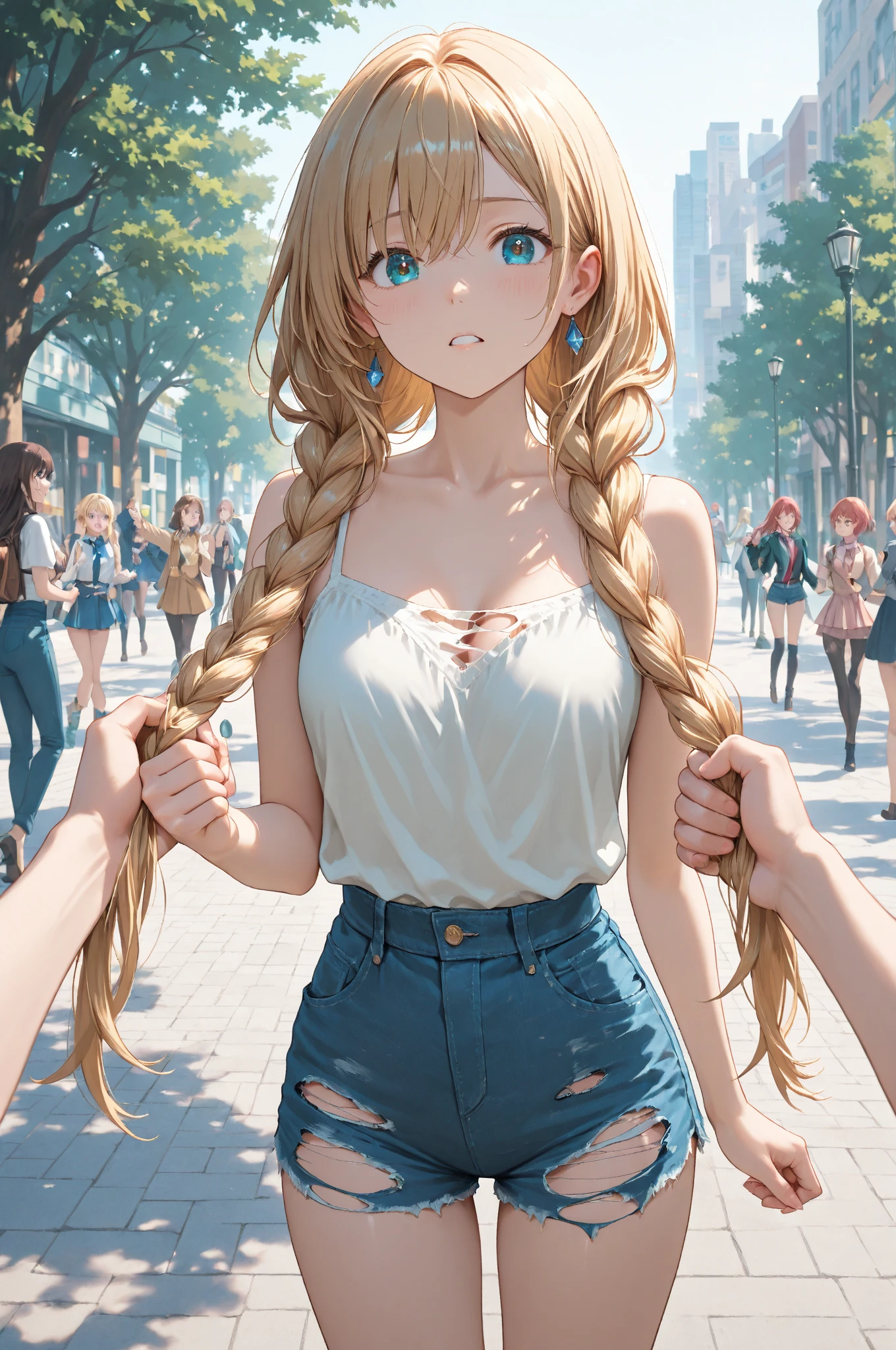 big penis visible, half closed eyes, butt, side boob