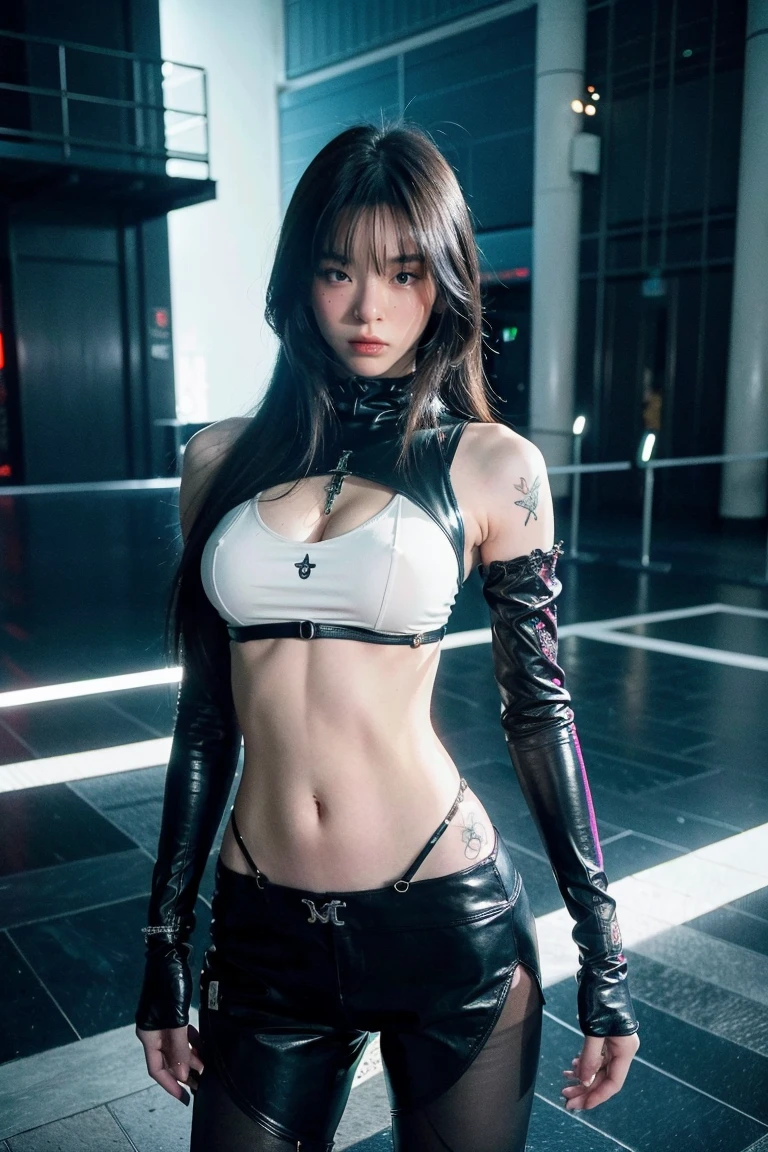 (masterpiece), best quality, HD, 4K, perfect face, black hair, leaked cum, socks, drunken eyes, hetero, torned dirt leather Jacket, hairband, black long messy hair, arrogant assassin, collarbone, prostitution, muscular, knee, ABS collarbone, dirty booty, shoes, sweaty, cums dumped, wet dirty pulll leggings leather, wet tight, sticky, horny, skinny body, hot, sweats, slum background, bitch, clothed sexually, nipples, glowing red eyes, after sex, Saliva lips, KPop idol, free sex, hell, whore prostitute, breasts, drugs, tags necklace, piercings, tally, fuck finger, bracelets, jewellery, navel piercings, legs tattoos, jewels, anklet, buds, lips, drugged, addict junkies, chains, mud dirty, holding syringe, heart-shaped pupils, full-face blush, smiles, happy, scar on skin, humanity, pills syringe on floor, sick, lips piercings, goth, eyelashes, legs, mindbreak, latex bloody, bloods, holding katana sword, smoking cigarettes