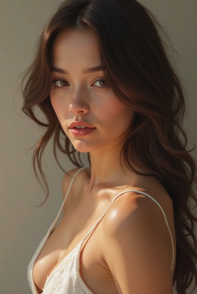 (photorealism:1.2), art woman, art hair soft lighting, relaxed pose, realistic, intricate details