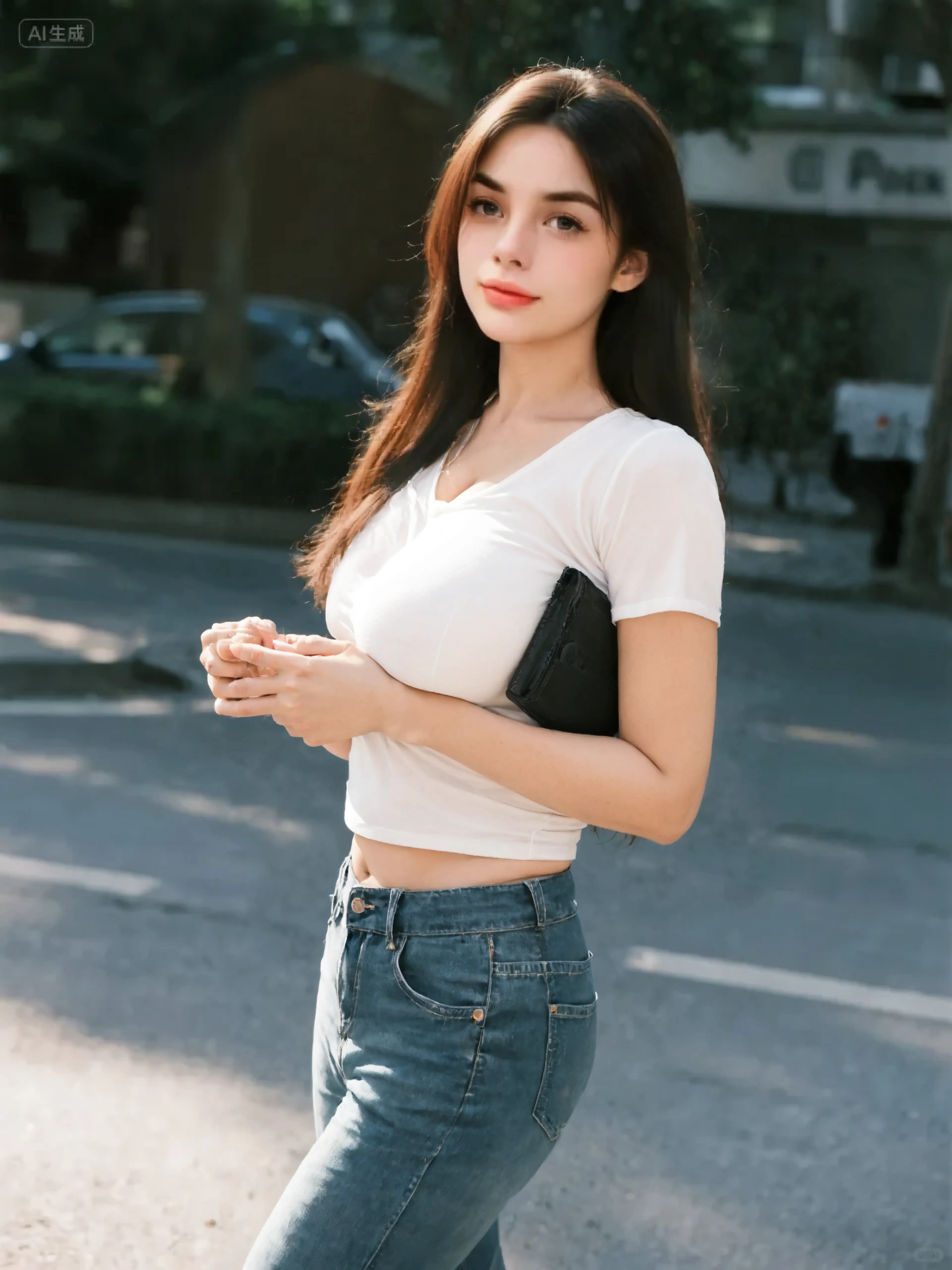 1 Japanese beautiful girl,28yo girl, Super beautiful detailed face, (smile:1.4), earrings, (brown semi-long flipped hair style:1.4, bangs),(front view), (medium shot), (chubby body), (neutral-colored large areola),(completely nude:1.3),hairy pussy,nipples, Naked, BREAK, masterpiece, best quality, ultra quality, high quality, realistic, photo realistic, RAW photo, hyper detailed, intricate detaile,(crowded street:1.3),cinematic lighting,(picture above the knee), BREAK ((see-through white T-shirts:1.4)),cargo shorts,(no bra),(covered nipples),