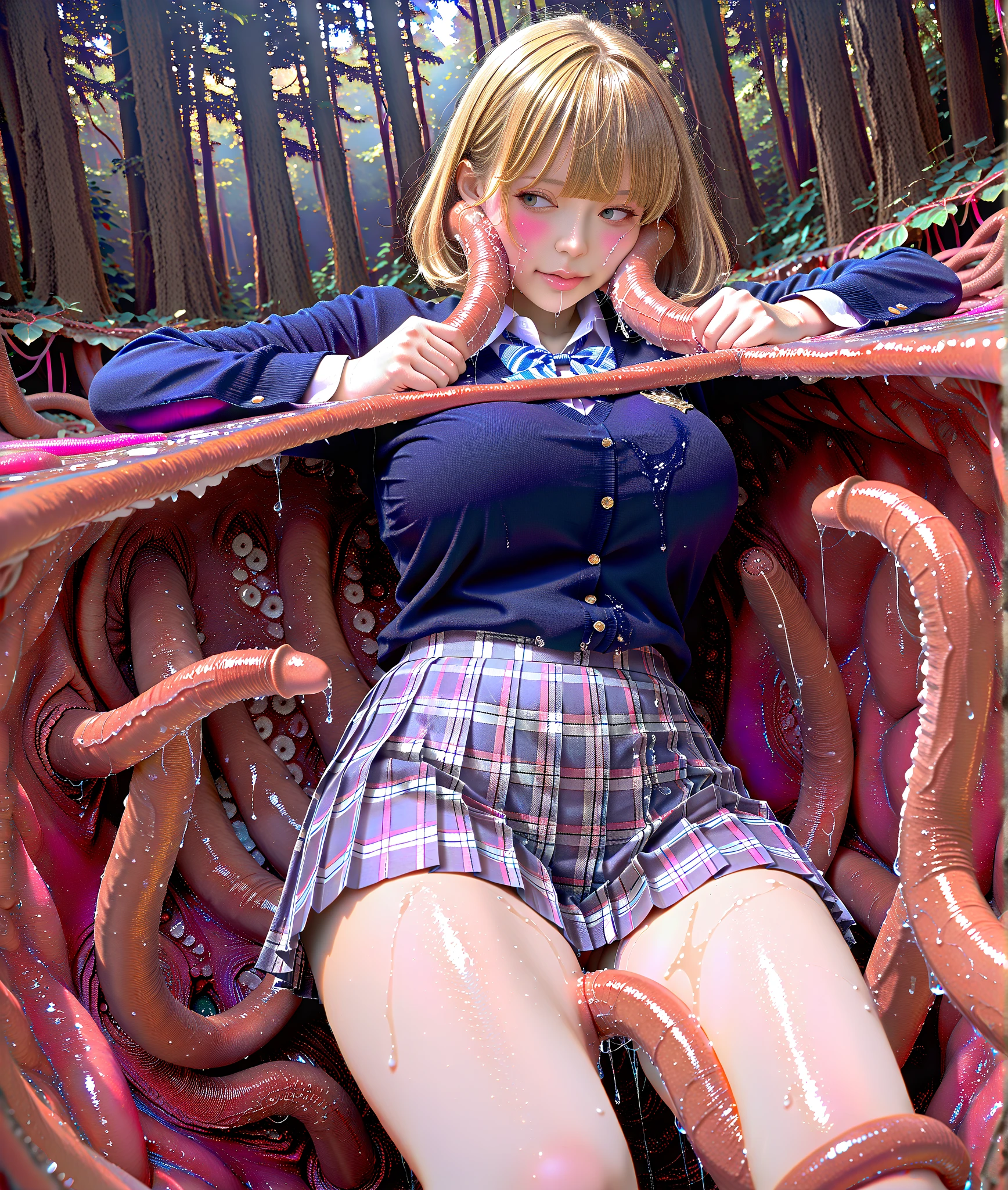 anime style,novel illustration,(blindfold,one girl,man with huge penis,女の子 surrounded by machines,女の子 with very small breasts,very clear image quality,4k,8K,16k,A girl buried in a tentacle delivery bed,dim tentacle hole,A large amount of mucus drips down,Fast moving penis:1.5),(Tattered and flashy magical 女の子 leotard armor,No sleeve,magical 女の子 waist ornament,magical 女の子 hair ornament,magical 女の子 super micro skirt,torn white thigh-high socks,white high heels,brooch with big red ribbon and gems,shiny clothes,tentacle handbag,Tentacle Boots:1.5),(amazingly cute girl,very small breasts:1.5),cute face,(completely restrained:1.4),(fixed constraints:1.4), NSFW, 1 girl, completely ,(A wall of tentacles around the girl,The girl's arms are buried up to her shoulders in the tentacle chair.,The girl's legs are buried up to her thighs in a tentacle chair,Girl's arms behind her back:1.5),(wide open legs,spread your legs wide:1.5),(Tentacles restrain limbs:1.3),belly button, (girl is angry,Girl has her mouth wide open:1.3),Sweat, love juice, (young,thin,very small breasts:1.5),blonde long hair,indoor, (cowboy shot),perfect face, perfect anatomy, Complex, (very detailed:1.3), (man and woman have rough sex:1.5), (vagina :1.5),(Girl penetrated by a big cock:1.4),(magical girl costume:1.5),(tattered clothes:1.5),(vaginaから溢れる:1.2),bondage,(bondage:1.3),bondage with tentacle