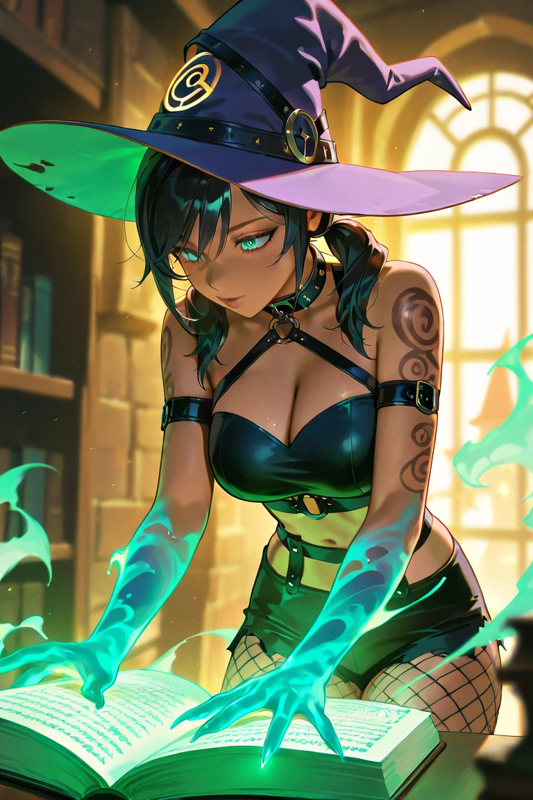 Beautiful Witch Woman,With Super Detailed Dark Blue Eye,Perfect,High Resolution,Ultra Quality,With Short Purple Hair,With A Mean Expression,Dropping Red Light From Hands,With A Golden Dress,Ultra,HD,4K,8K