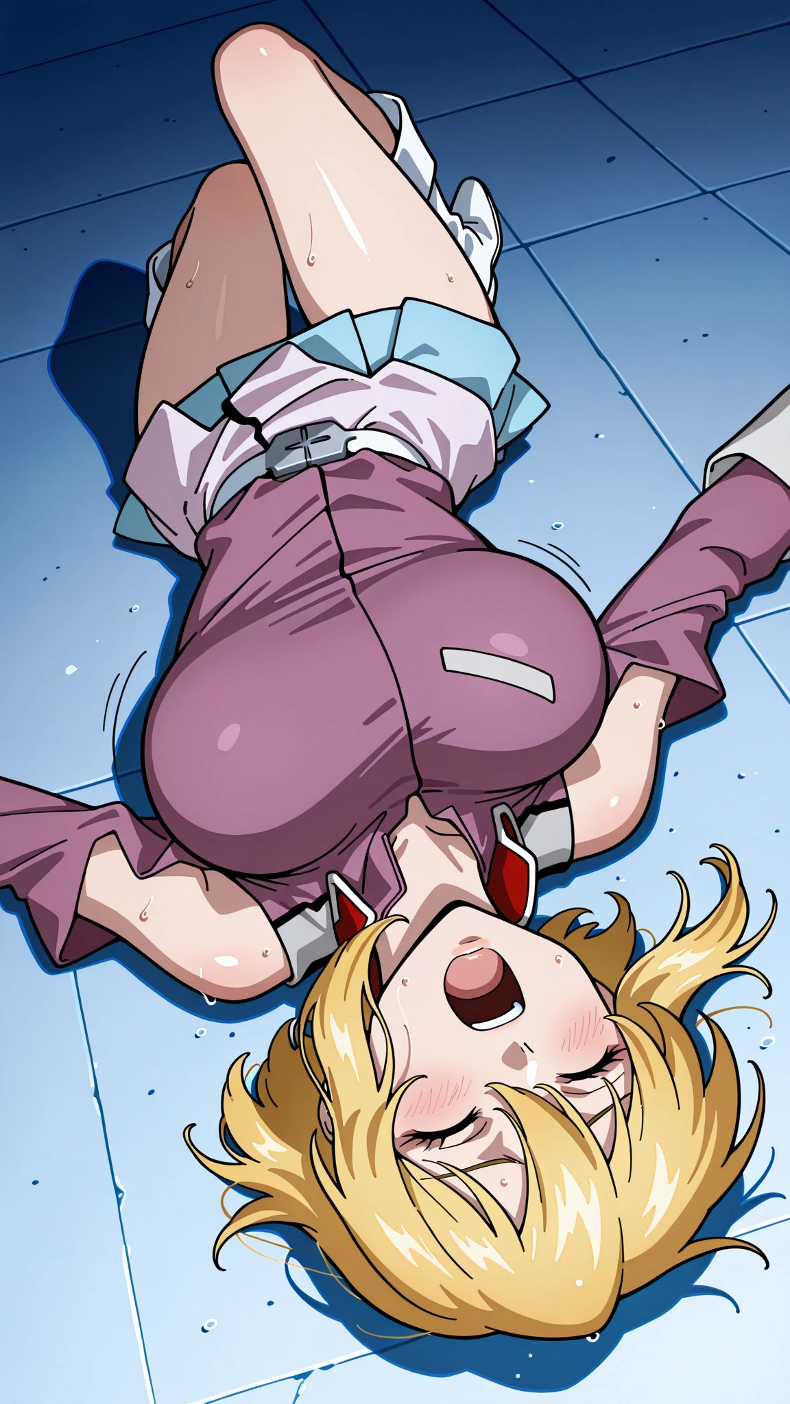 score_9, score_8_up, score_7_up, source_anime, (lying on back),from above floor,((((wrestling ring)))), ((1girl)and(2goblins)),(height difference),hetero,(1muscular girl),((((muscular)))),(long hair),straight hair, (blonde hair), light blue eyes, (huge breasts), pale skin,shiny skin, (rolling eyes:1.4),(trembling),((((bruises on body,many lot of excessive bruises)))),beaten((She wears white leotard armor ,black pantyhose)), cum in pussy,(cum on clothes:1.4), cum on breasts,cum on body,cum facial, bukkake, cum in mouth,cum on hair,(excessive cum), (2goblin,short stature:1.4),((smug)), small penis, fellatio, (((irrumatio))), sobbing, ((((head back,look up reverse_fellatio, irrumatio from head)))),((((rape,veiny penis,vaginal penis,missionary sex, fellatio,deepthroat,motion lines,^^^,exccesive cum)))), open mouth,penis in mouth, irrumatio,swallowing penis,clothed sex,