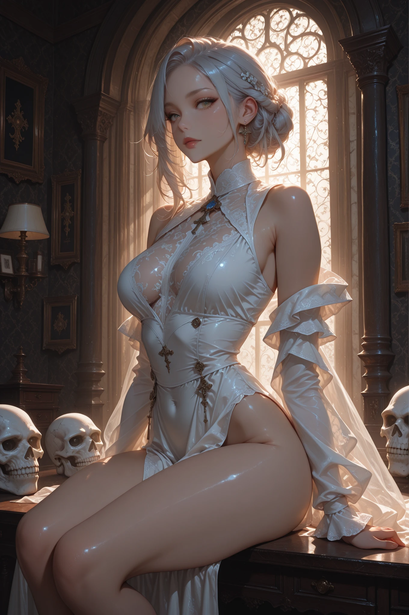 ((Best picture quality, 8K, tmasterpiece:1.3)), 2girls, Beautiful woman with slender abs:1.3, (Casual hairstyle, huge tit:1.2), Ultra-fine face, A detailed eye, 二重まぶた，(Best quality), ((Masterpiece), (Details: 1.4), 3D, hdr (HighDynamicRange), Ray tracing, NVIDIA RTX, Super resolution, Unreal 5, Subsurface scattering, PBR textures, post-proces, Anisotropic filtering, Depth of field, Maximum Acutance and Acutance, Many-Layer Textures, Albedo e mapas Speculares, Surface coloring, Accurate simulation of light-material interactions, Perfect proportions, Octane rendering, Bicolor light, largeaperture, Low ISO, White balance, Rule of thirds, 8K raw data, Pink puffiness, NSFW, ( (K-pop idol)), exposed, Seductive, Delicate skin，  charming leg temptation, The kinky is exposed, ripped apart, breasts coming out,  Blushing，frontage，Pinch the nipple，Snow-white breasts，Snow-white tits，Soft breasts，Soft tits naked woman，Two giantesses，Titan Giant，Two giants war，Titan Giant，Giant pose，Portrait of a woman in SKS,  As Female Titan,, female titan,,  Blue eyes,, perched on a cloud, (Fantasy illustration:1.3), captivatinggaze, delicate scars, otherworldly charm, mystical sky,, Moonlit Night, pastelcolor, (detailed cloudscape:1.3), (A high resolution:1.2) ，(frontage)，（（Giants are destroying cities））,（Pink tits）,Sit，Feet open，show，