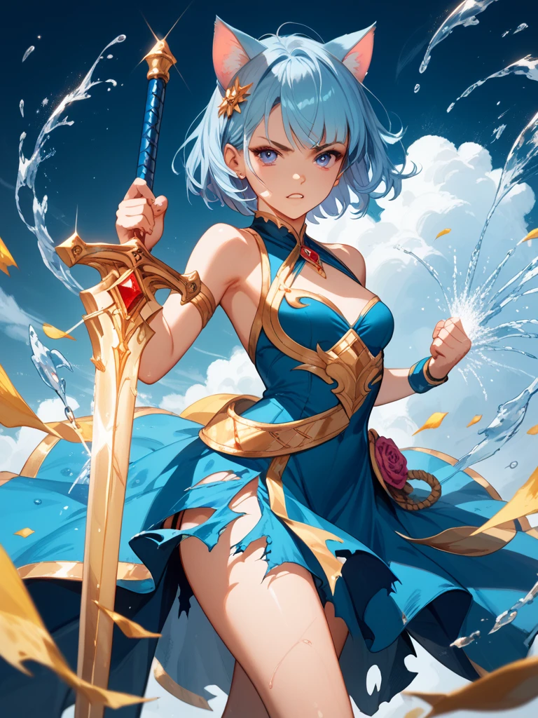 Female anime style Dorbach ,２Mechanus 2D,(Holding a sword)((Highest quality)), ((masterpiece)), (detailed) ((Centered Images)) smile