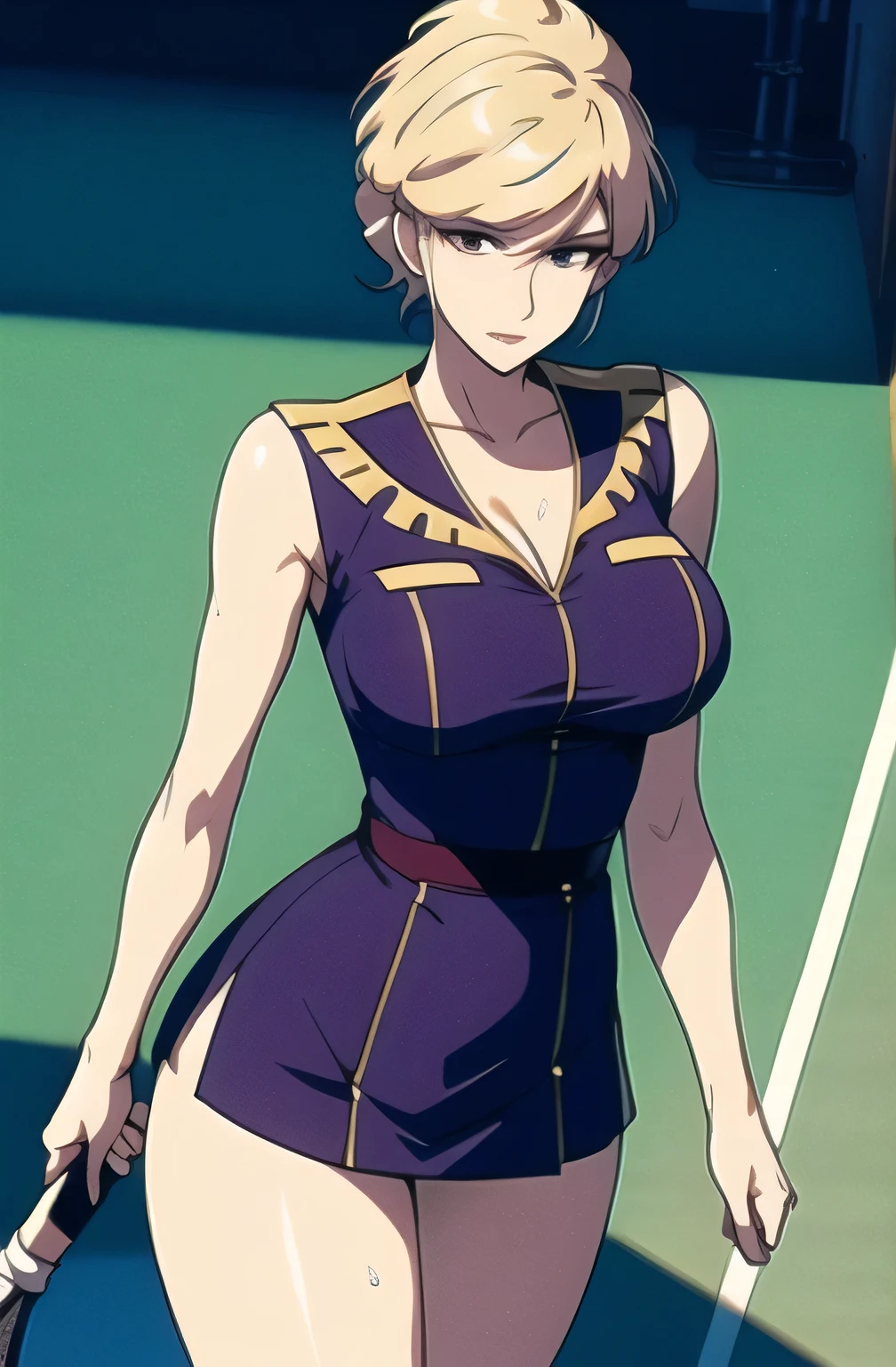 blond short haired,Can you draw a scantily clad busty woman,tight tennis wear,Micro Mini Miniskirt,sneakers,立派なthighs,beautiful legs,,light blue panties,,gives priority to facial expression、Please do not crop my face,,Nice lol face,(((( face is very important to the work so don't trim it)))) Draw a face with more detail, ,work、perfect when you're alone, (Can you draw the perfect balance to prevent destruction?),swimming( Draw facial expressions in great detail),( Alone) I'm on the tennis court,Can you draw a woman enjoying tennis,I am alone,Prioritize facial expression, can you draw a woman with big breasts in light clothes, thighs,, my whole body