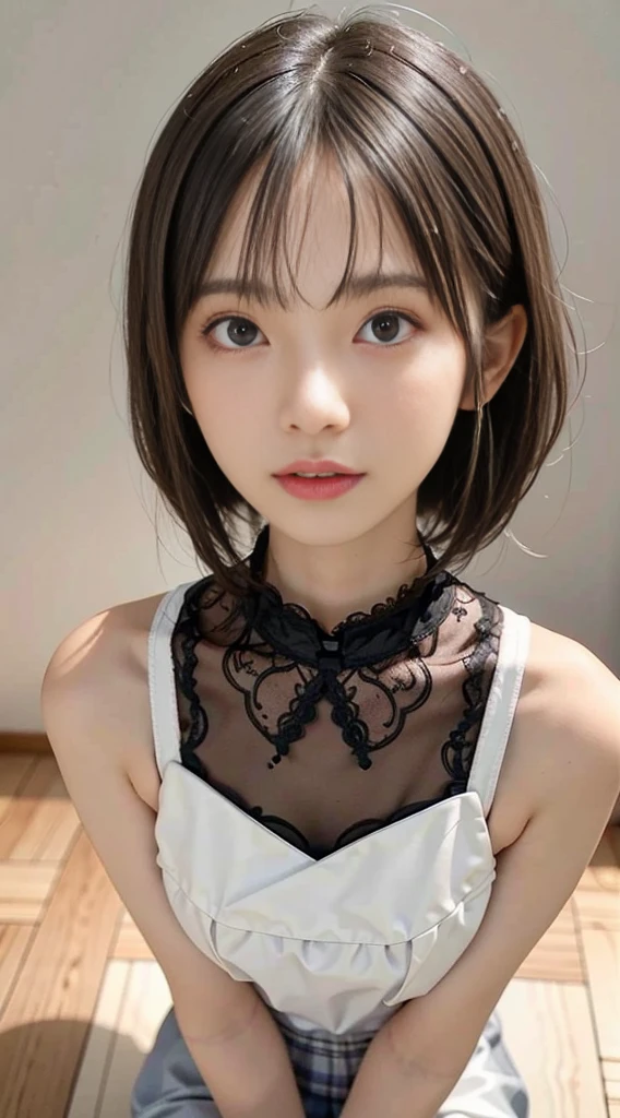 (Crowded day city),Meisterwerk,best quality, ultra-high resolution,Kizi,Schlank,((junior school student))),(Okabo))),(short-sleeved blouse),((Nice hair and nice big eyes))),smil,Hoher Kontrast, (fotorealistisch:1.4),Blick in die Kamera,(Blitz)