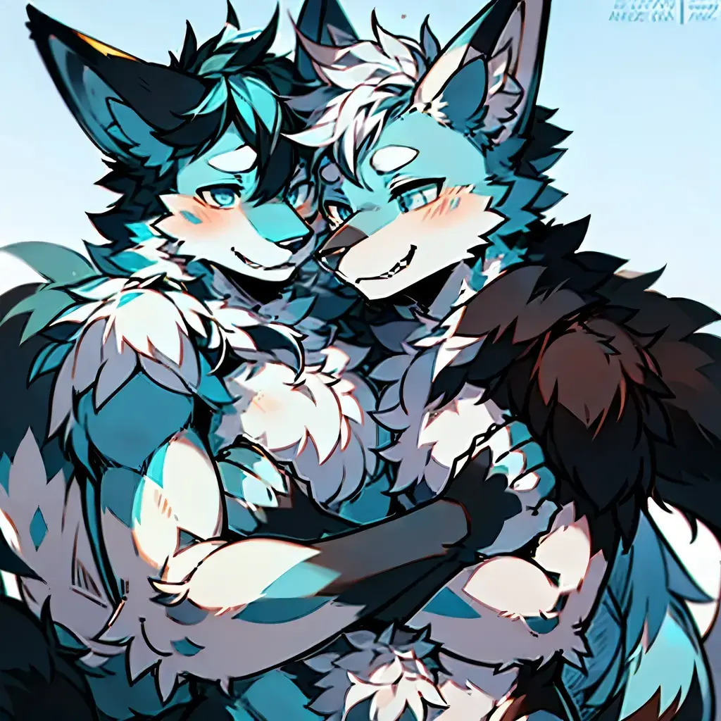 12 years old,male wolf shota,hairy, cute face, ambient light, Super fine fur, Volumetric light,Blue fur all over,Belly white,Dark blue stripes on arms,long white hair,Close your eyes,blushing cheek