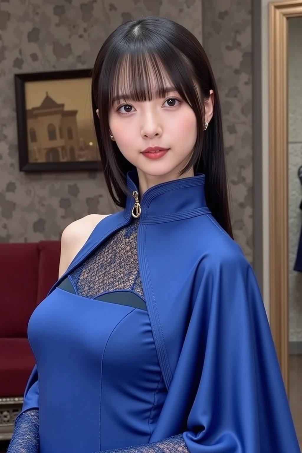 best quality, masterpiece, highres, 1girl,china dress,hair ornament,necklace, jewelry,Beautiful face,upon_body, tyndall effect,photorealistic, dark studio, rim lighting, two tone lighting,(high detailed skin:1.2), 8k uhd, dslr, soft lighting, high quality, volumetric lighting, candid, Photograph, high resolution, 4k, 8k, Bokeh,