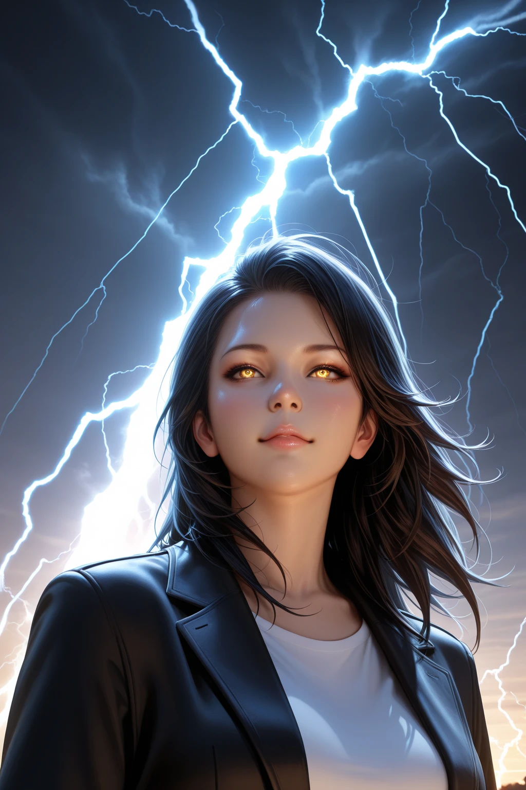 very white woman, Russian, light blue eyes, blue-black hair, wavy hair, beautiful face, profiled nose, very long hair, athletic body, toned body, ((())), ((( ))), (((XL breasts))), (((dirt road))), many shadows, (((athletic legs))), (((marked abdomen))), dirty body, (((dreary night)) ), (((terrifying atmosphere))), fog, scared expression, walking along the malesa, dry trees, no objects in hands, no people, stormy sky, night atmosphere, lightning in the sky,  feet, frontal shot.