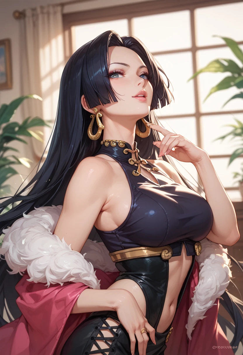 girl, sexy, smiling, spectacular body, long black fur