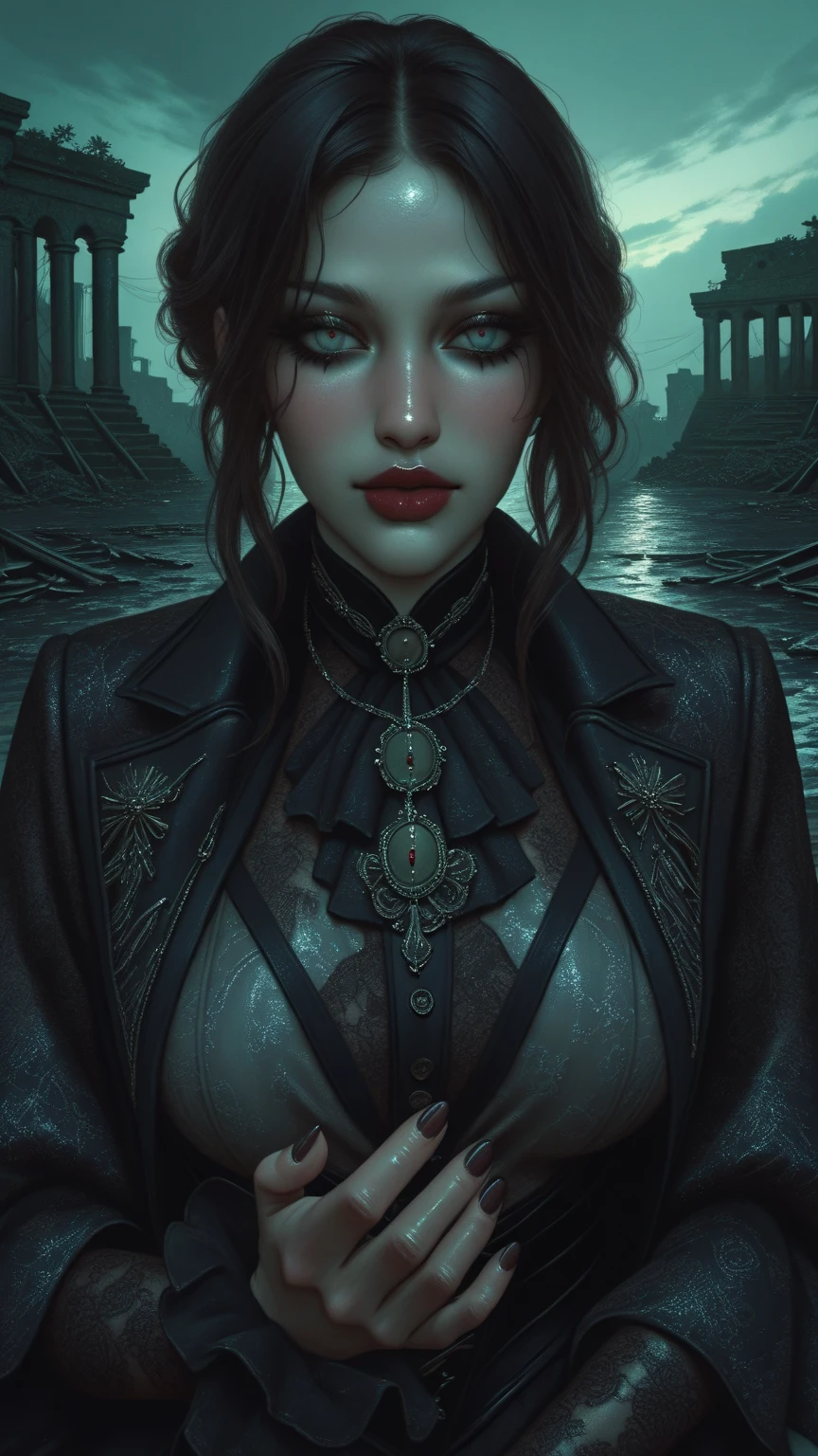 gothic woman in black dress, tom bagshaw artstyle, tom bagshaw artstyle, tom bagshaw style, artgerm and tom bagshaw, tom bagshaw style, tom bagshaw donato jancola, gothic fantasy art, tom bagshaw artstyle, dark fantasy style art, dark fantasy inspired by tom Bagshaw