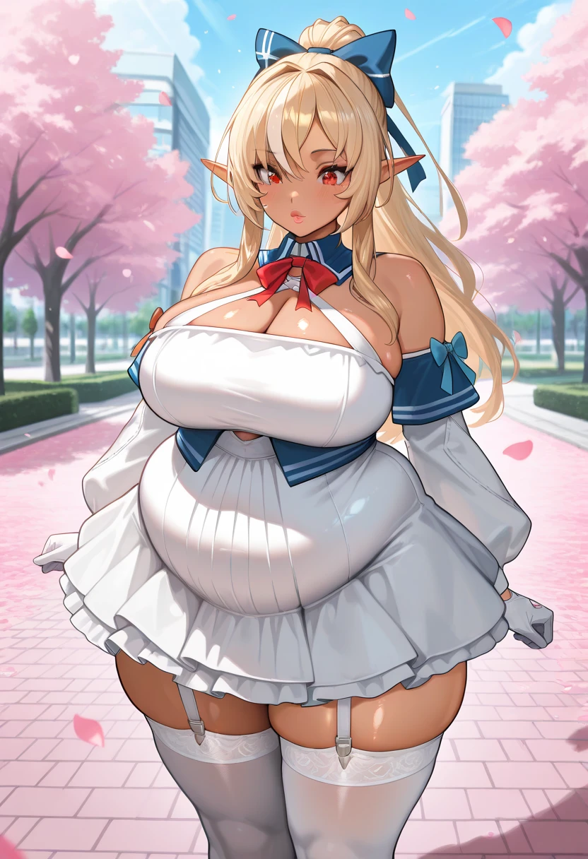 (White background:1.2),masterpiece,best quality,1girl,18yo, beautiful girl,BREAK,(blush,open mouth,Beautiful blonde,Blue Eyes:1.5),(Cleavage:1.2),BREAK,(White sheer dress,white panties:1.5),(light smile,blush:1.5),(She lifts her skirt to show her panties:1.4),