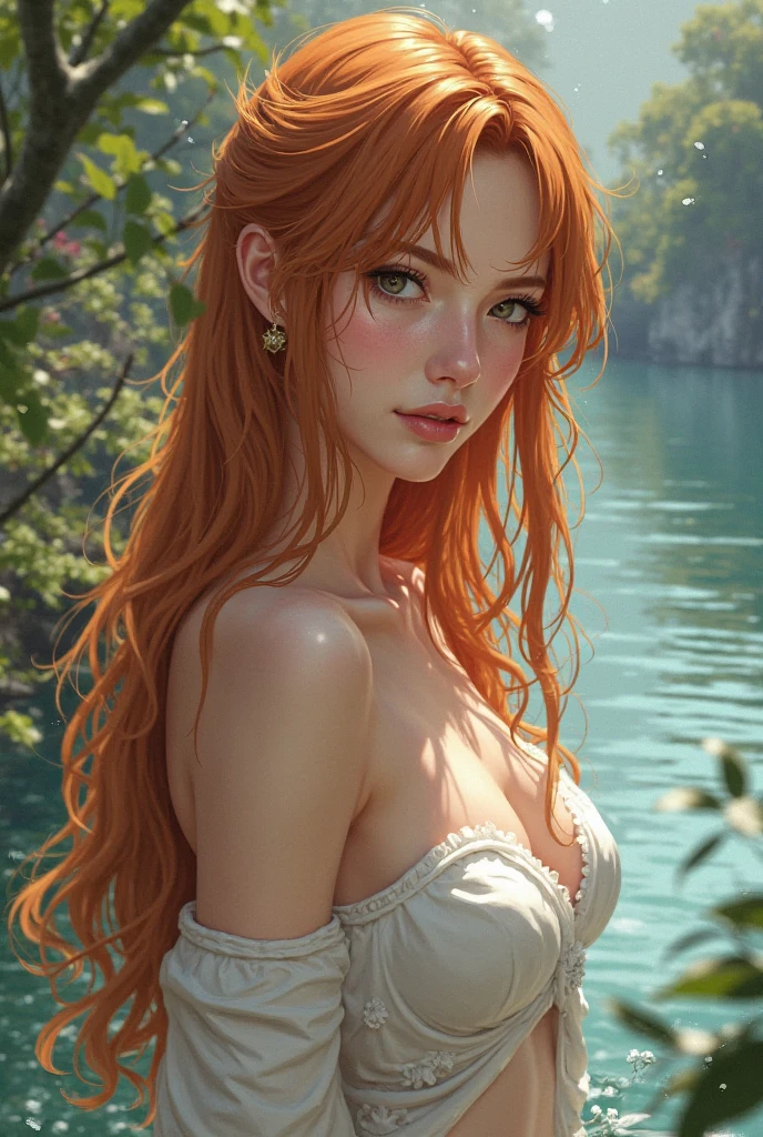 High quality ultra-fine illustrations., bathe in water, Beautiful refraction of water, white dress soaked in water, Transparent clothing, Rich colors, dreamer, mystic, tarot card, Erotic(In the forest where the stream flows, backlighting)(beautiful face and eyes with great detail)absurdities, perfect anatomy((fox woman))(furry, angelic cute 1 girl, Focus only)(antro furry:1.7)(((cuerpo furry, Facial features of the animal, Characteristics of the animal body)))(((animal snout, very detailed cuerpo furry of animal))))Whole body, smile (portrait),