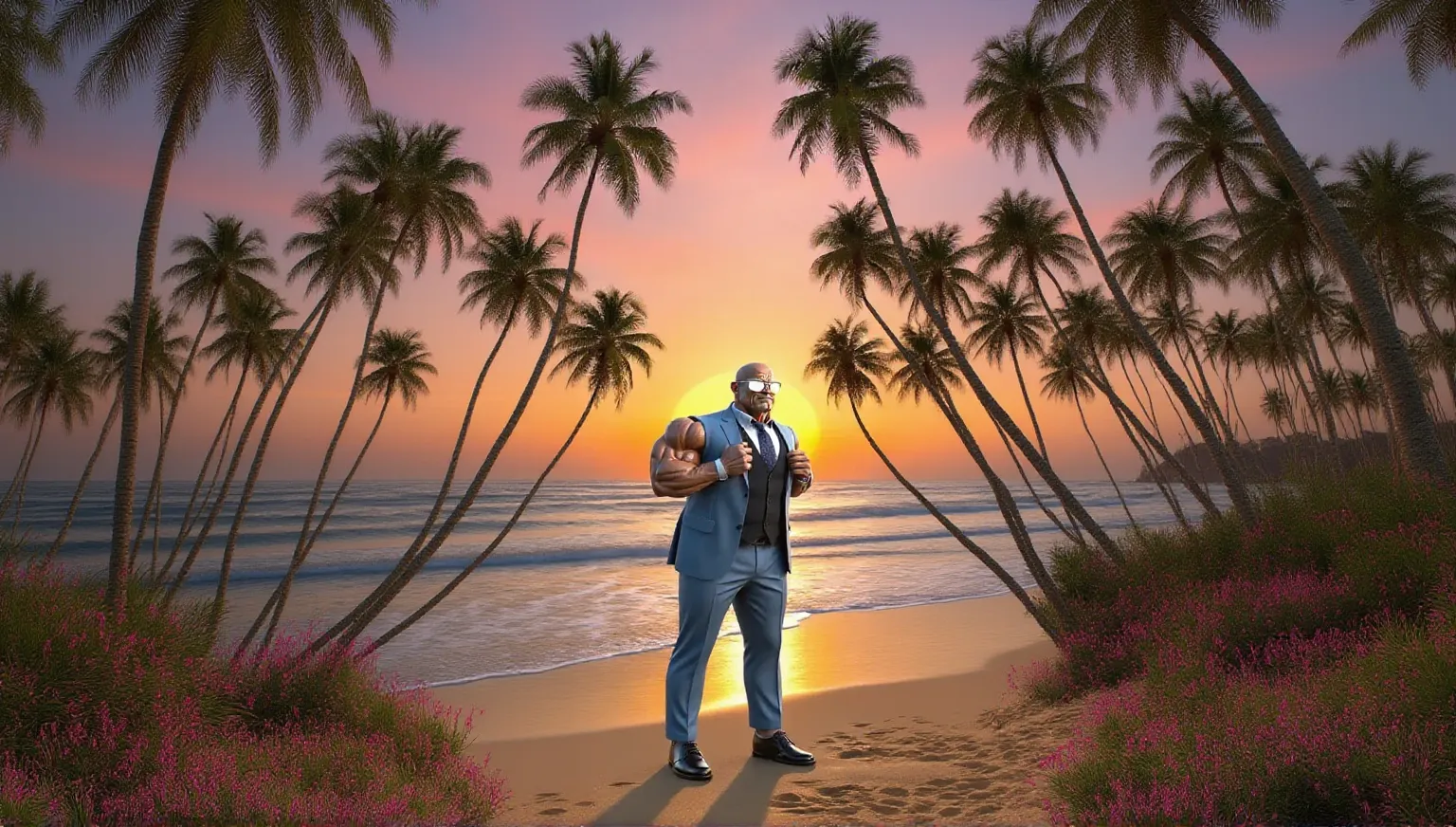 create a semi realistic modern illustrated album cover inspired by the 70s and 80s: a close up in a black man's thighs, he is laying belly down at the sand on the beach, he's wearing a jockstrap, the skin is glowing with oil, burned by the sun is the title “2 DiE 4” in bougie font.