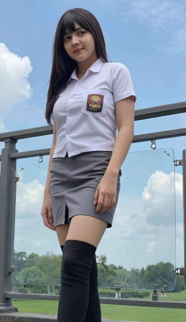 arafed woman in a white shirt and black skirt posing for a picture, wearing school uniform, girl wearing uniform, wearing a school uniform, school uniform, school girl, pokimane, pencil miniskirt, cindy avelino, seifuku, wearing skirt, dilraba dilmurat, business attire, cute , wearing white shirt, jk uniform