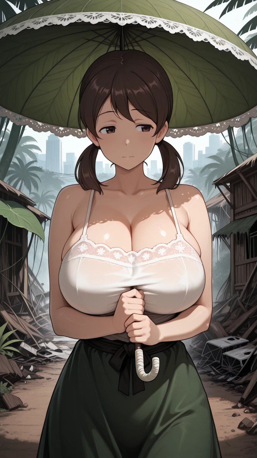 ((masterpiece)), (Highest quality、32k), Native American girl gets fucked hard by man and her big tits bounce, ((A dark-skinned tribal leader's daughter being raped by a man : 1.5)), NSFW