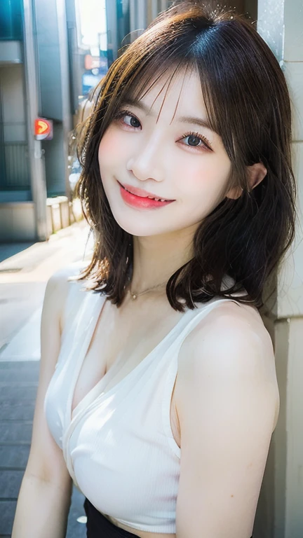 Amusement park merry-go-round, Highest quality, shape, Very detailed, In detail, High resolution, 8k wallpaper, Perfect dynamic composition, Beautiful details, Natural Lip, Cute one piece dress , Big Breasts, Cleavage, Looking at me, waving, happy face, A masterpiece of the whole body,
