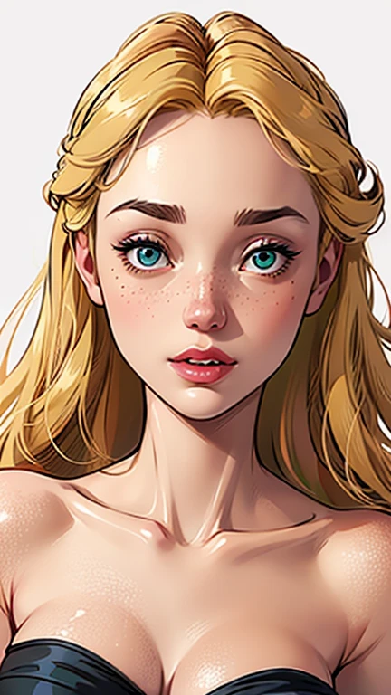 hdr, a beauty photo of a young woman, blonde hair, large eyes, crown, wearing a pink dress, portrait, looking at viewer, smiling, simple background, (((nude))), realistic, yopung woman, 