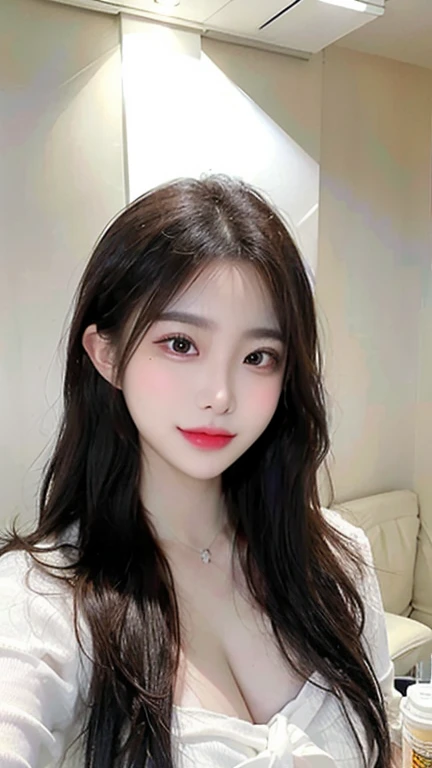 top-quality, realisitic, 8K, 独奏, a smile, masterpiece, 1girl in,depth of fields, profetional lighting, hight resolution,cute little,femele, full bodyesbian, masterpiece:1.2, portlate:0.6,s lips, mole, Natural Color Lip, Beautiful detailed eyes, masutepiece, Bangs,