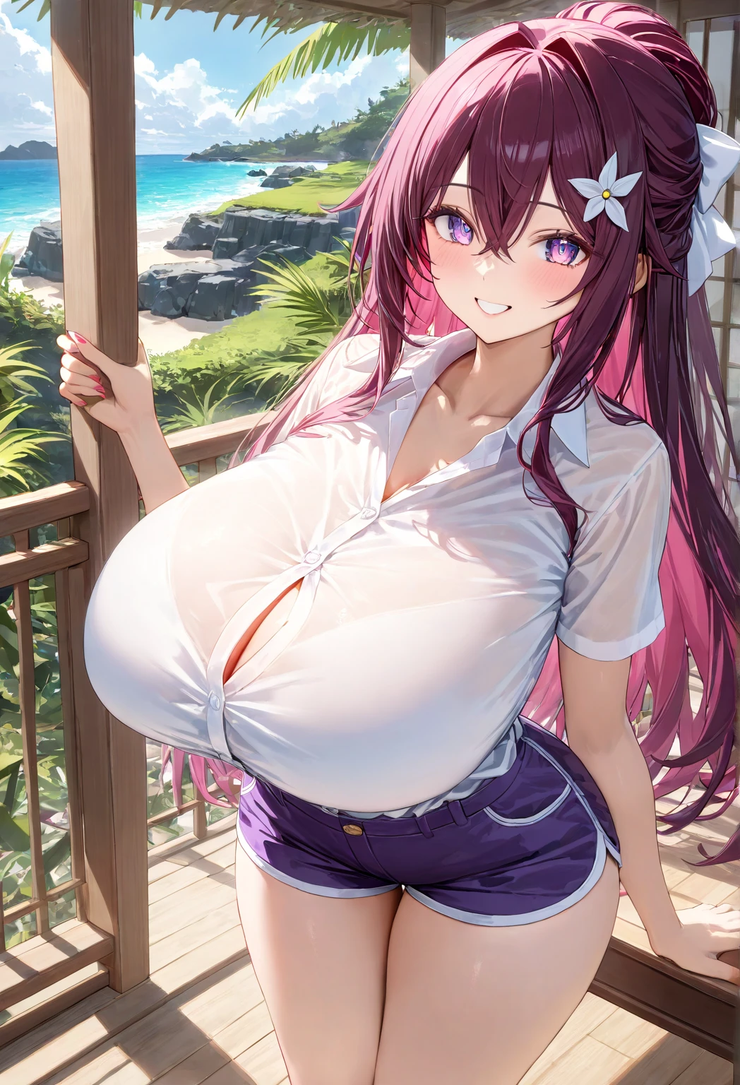 (Auntie:1.1), (Mature Woman:1.1), (absurderes, 8K, 4K, masutepiece, hyper extreme detailed:1.2), Best Quality, Perfect Anatomy,Perfect face,High humidity, (Huge breasts:1.5), (A sheer pink nightgown:1.4), (Wet:1.2), (.Alley:1.3), Graffitied wall, Garbage can, Scattered trash, (alone:1.5), Red eyes, (Clothing is revealing:1.2), Exposed shoulders, Torn clothes, Are pregnant, Firm breasts, Upturned nipples, Showing cleavage, Mole on chest, (Thick armpit hair:1.4), (blush:1.2), A kind smile, relief, peace of mind, (maternal:1.3), (Gentle look:1.5), Smiling face, (Outdoor:1.5), (Out:1.3), half closed eyes, naughty face, Sitting in a chair, spread legs, (peeing:1.2), spread pussy