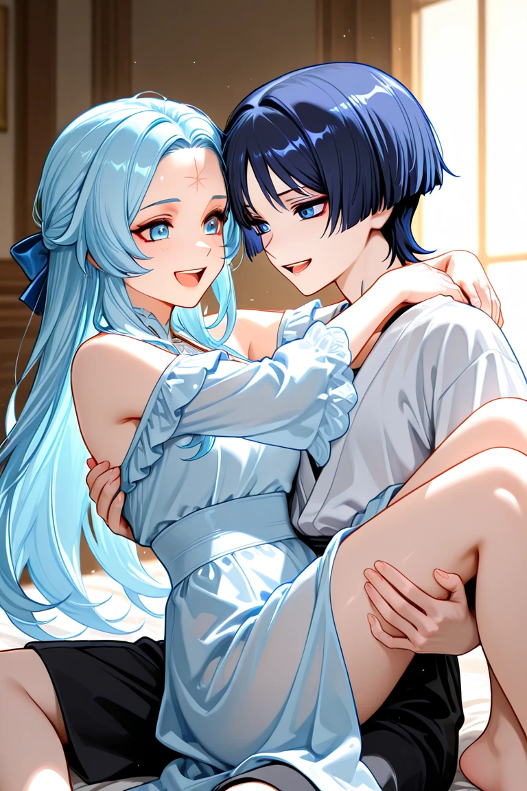 score_9, score_8_up, score_7_up, score_6_up, source_cartoon, source_anime, fdom_awall, hetero, 1boy and 1girl, detailed background, medieval, castle, aether from genshin, raiden shogun from genshin, femdom, rating_explicit, passionate kiss, breast press, erect penis, large penis, lhand_crotch, ((handjob)), rhand_wall, nude, lace lingerie, nipples, panties, cum drip, 