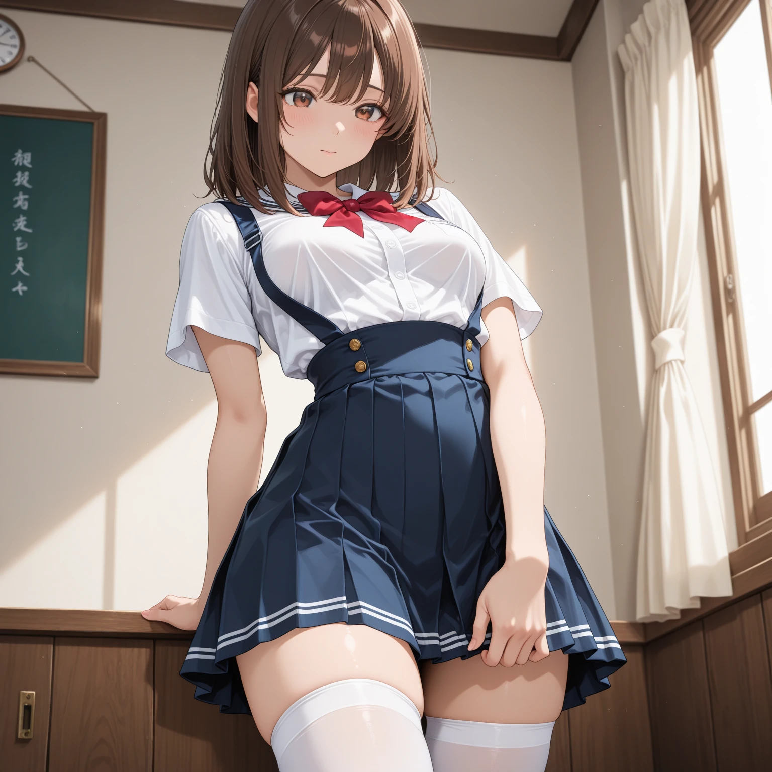 (((Mikoto Misaka))), (((Taking off school uniforms))), The highest image quality, hightquality, high detailing, 超A high resolution, 8K resolution, depth of fields, Cinematography, intricate detailes, Elaborate, meticulous, Magnificent, Maximum Detail, Extreme beauty