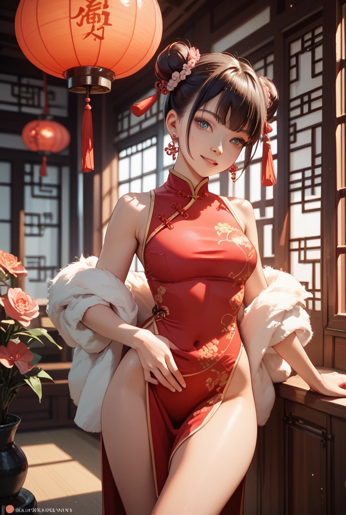 ((best quality)), ((masterpiece)), (detailed), perfect face beautiful chinese woman pinup, full body shot