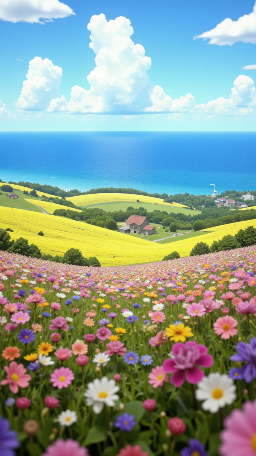 An incredibly charming little girl carrying a backpack, accompanied by her adorable puppy, (((naked))) , ((flat breast)), (( shaved )), loli, ((laughing open mouth)), ((arms up running)), close eyes, enjoying a lovely spring outing surrounded by beautiful yellow flowers and natural scenery. The illustration is in high definition at 4k resolution, realistic photography, sharp focus