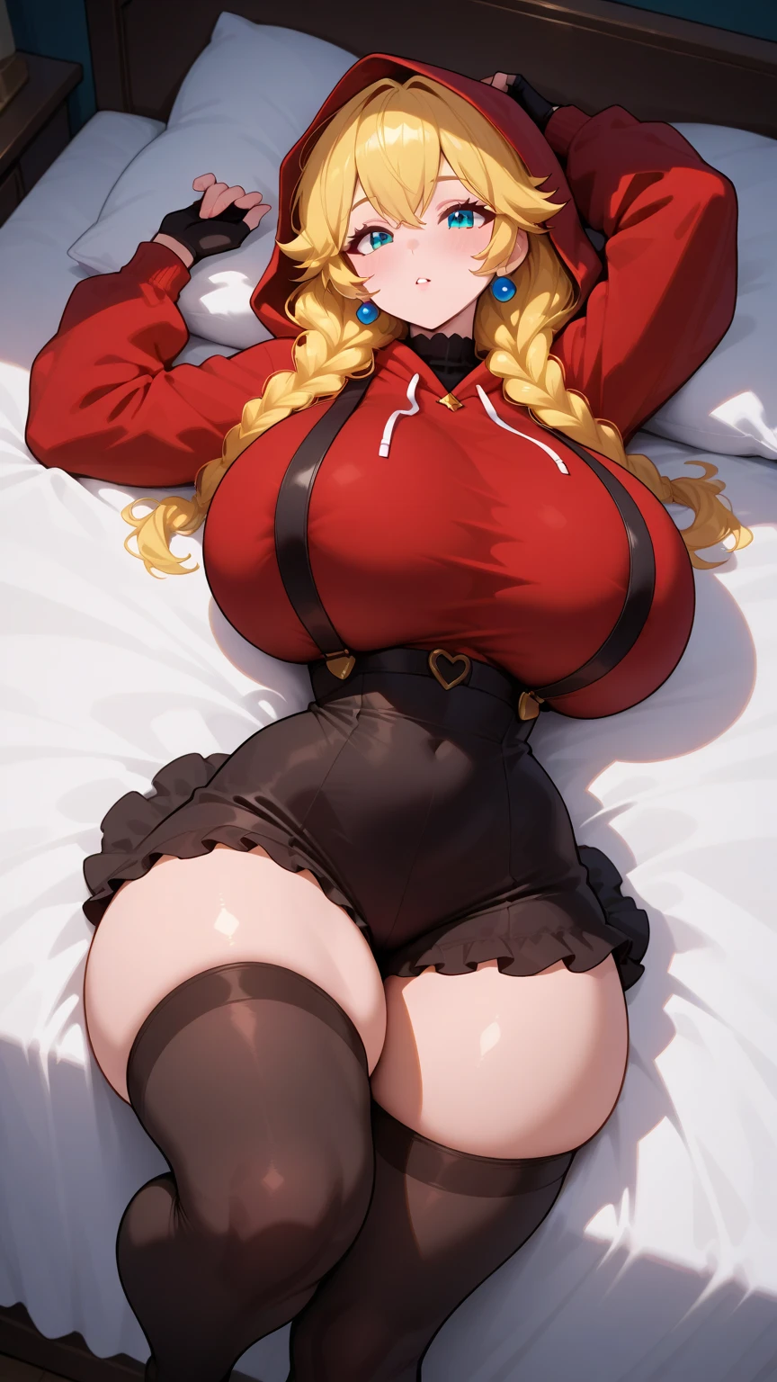 (dynamic angle:1.3, front view:1.1, breast focus:1.3, from below:1.2), (dynamic posing:1.5, sexy posing:1.3, leaning forward), (seductive smiling:1.3), ((looking at viewer, holding a cake)),highest quality、(real、photorealistic:1.4),(ultra high resolution, 8K RAW photo, clear focus), best qualtiy, natural lighting, field depth, (Bright pupils, detailed beautiful eyes, high detailed face), Red lip, (tight focus:1.2), a girl 22yo old, pretty girl, (highly detailed beautiful face and eyes,firm breasts),real skin,((black,hair,long pony tail hair)),teacher, thin breast,(pointed chest:1.3), cleavage:1.1,(double breasted:1.2,under bust:1.2), midriff, long hair, blue eyes,off-shoulder dress, sweater dress, off-shoulder red sweater,garter stocking, bootyshorts, black shorts, black thighhighs, thigh strap, thin pubic hair,lovely, detailed eyes, This masterpiece is only visually stunning but also tells,(with sparkling eyes and a contagious smile),open mouth, Looking at Viewer, posed muy sexy cleavage:1.2,