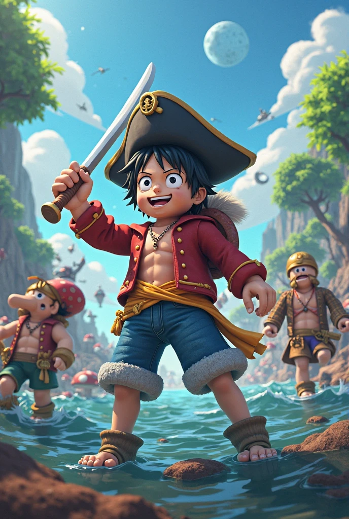 12-year-old black hair boy smiling in children's pirate outfit