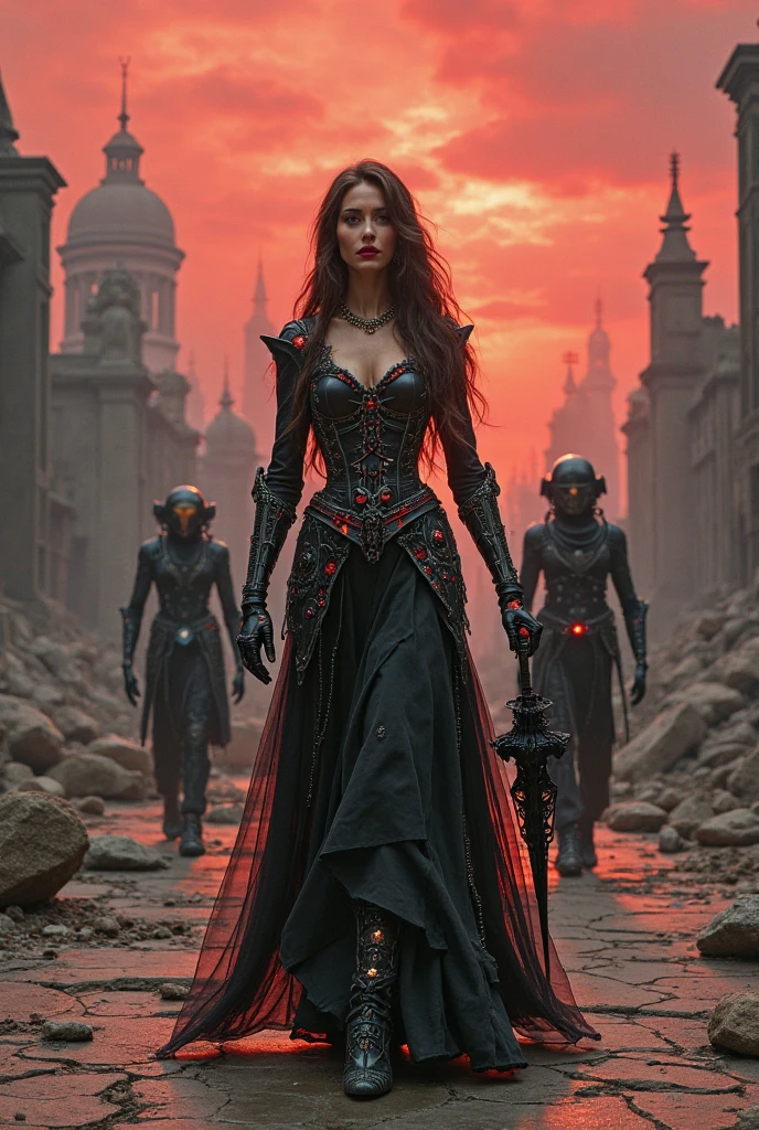 Vampire Warrior woman fighting zombies