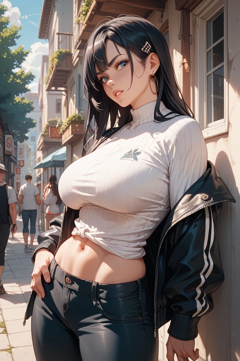 a girl in valentine's day waiting for her boyfriend showing her boobs, yoga shorts, ((detailed nipples)), festival landscape or cityscape, medium breasts, flirtatious, ((very detailed)), perfectly detailed face, detailed hand, photorealistic image.