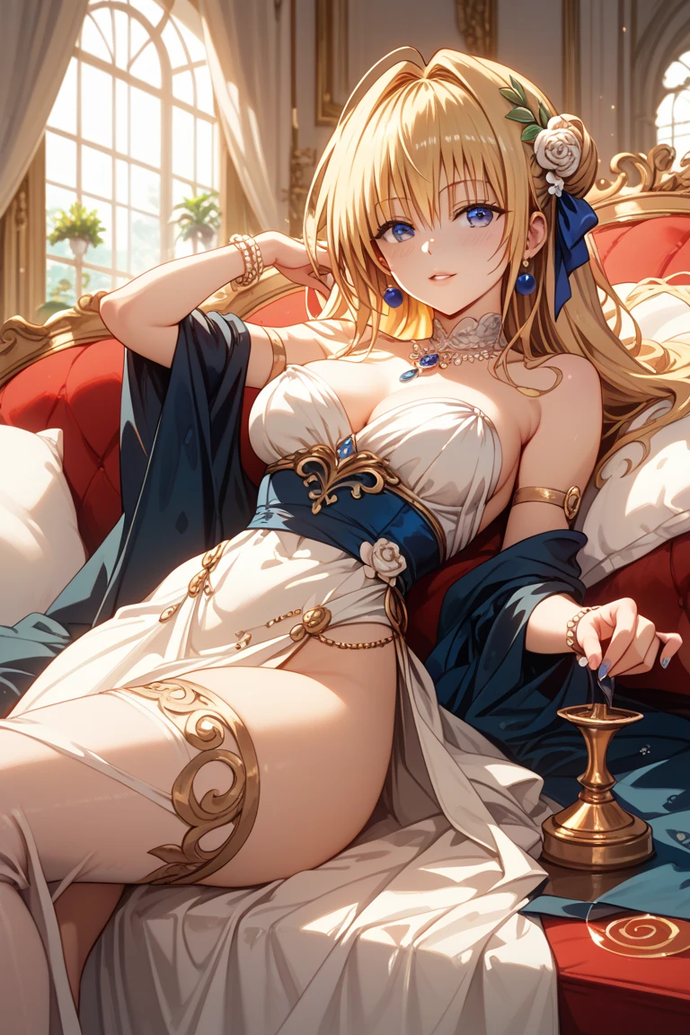 The woman is pushed down on a large bed and naked men put their dicks into her pussy and ejaculate a lot, rape her, groping her all over, gang-raping her, and a lot of semen overflows from her pussy.、((Highest quality)), ((masterpiece)), (detailed), (Perfect Face)、The woman is a Thai thai woman, wearing a gorgeous and glittering Thai traditional dress called Siwalai with gold embroidery in the streets of Thailand, and is wearing gorgeous jeweled accessories and an engagement ring.、The woman is an elegant Thai lady with green eyes and medium-long blonde hair. She is a Thai lady wearing a luxurious siwalai.