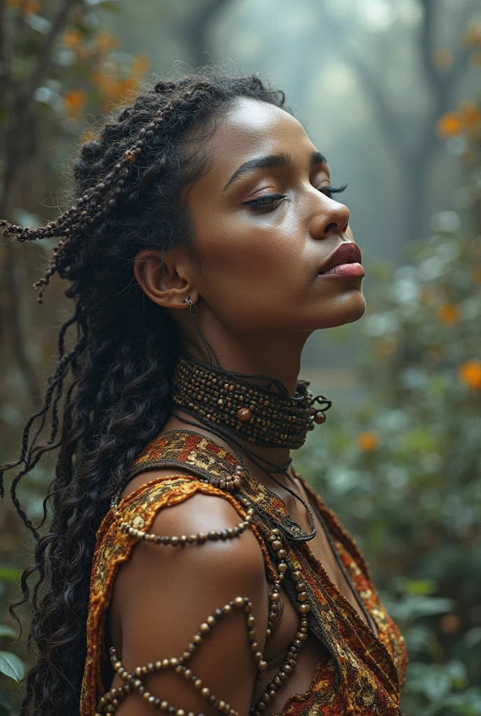 A native slave woman in ancient Maya, unhappy, full body view, SFW