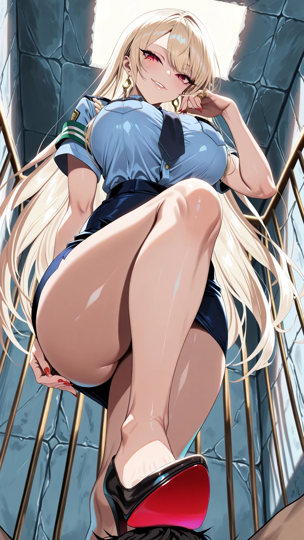 Pornographic Art、Simple Background、School、classroom、((masterpiece))、Fantasy look、Portrait、Standing posture、Full body photo、Beautiful woman（perfection）、 Character is covered in liquid、Blonde、Black Hair、White Hair、Long Hair、Straight Hair、fantasy uniform、futuristic 、Open-minded uniform（detailed）、See-through underwear、（Vulgar expressions）、High heels、Big Ass、Accentuated hipini skirt、Open crotch、Large Breasts、Disheveled uniform、Nasty uniform、Uniform with exposed chest（detailed）、Exposed breasts、Nipples、（桃色のNipples:1.9）、Exposed breasts、20-year-old