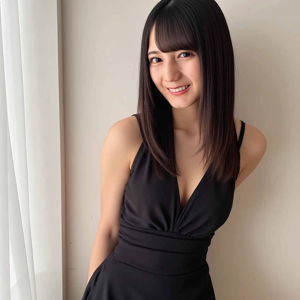 Japanese female, (underweight), (flat chest best quality:1.5), 30 years old, (cheerful grin:1.3),
Bodycon Dress