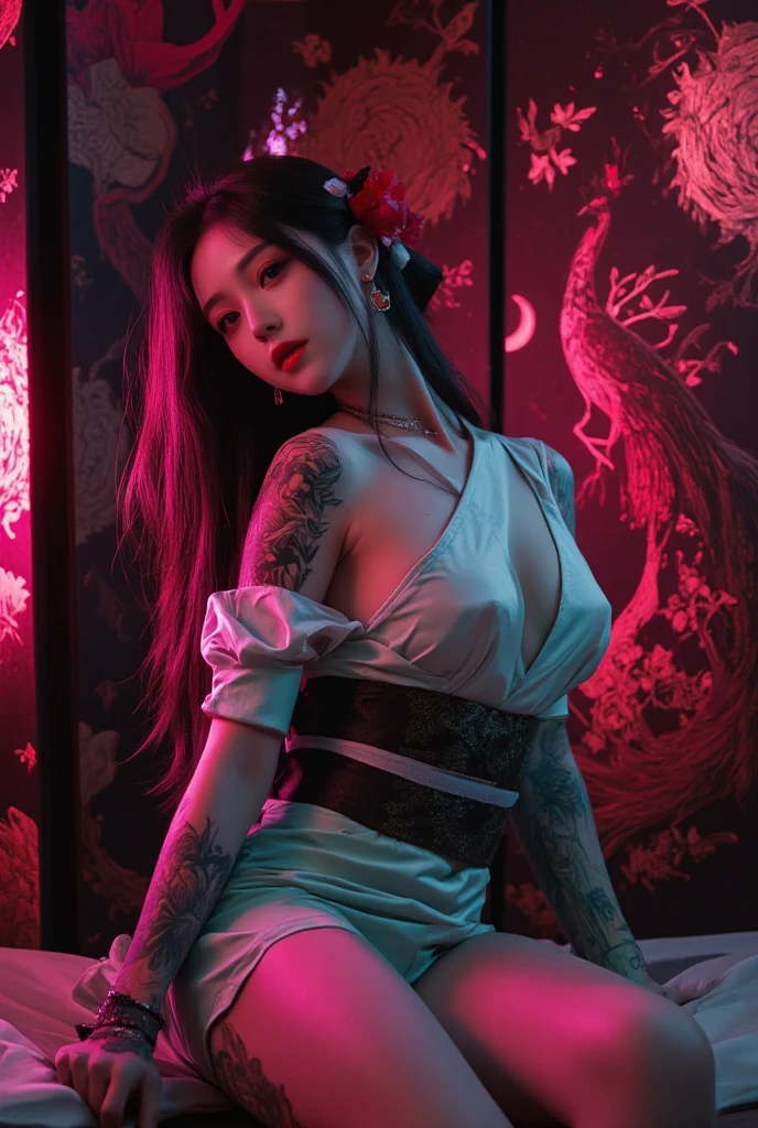 work of art, best qualityer, (Extremely detailed CG 8k unity wallpaper), (best qualityer), (Best illustration), (best shade), absurderes, realistic lighting, (abyss), beautiful detailed glowing, arte de PeterMohrBacher,, Jennie Kim, kim lisa, Black pink