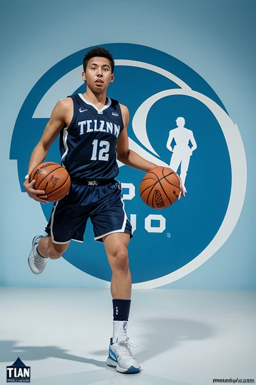 A photography of handsome asian boy, middle part haircut, 17yo, naked full body, big cock, sweaty, horny looks, in a basketball field