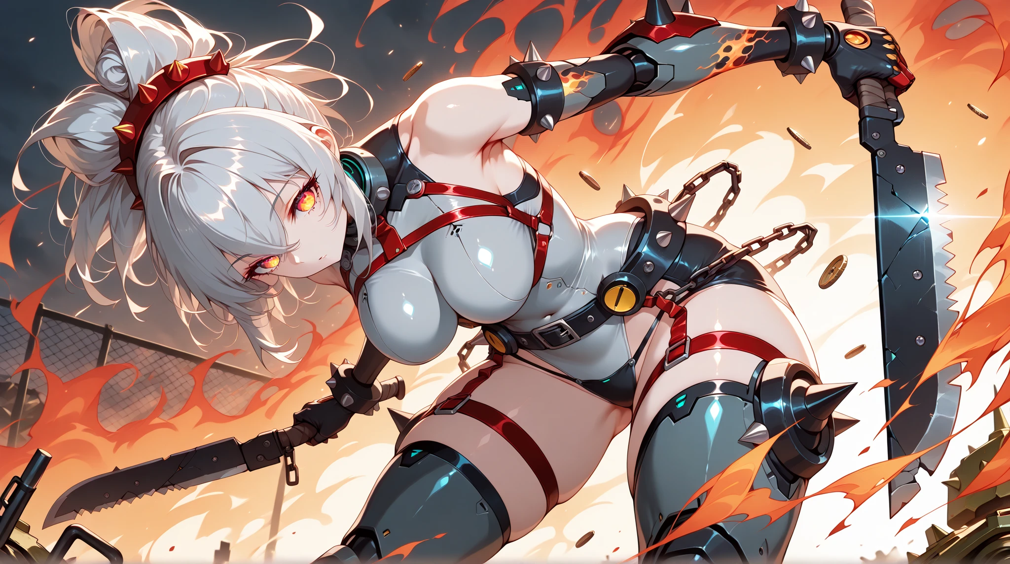Change her skin color to be completly red