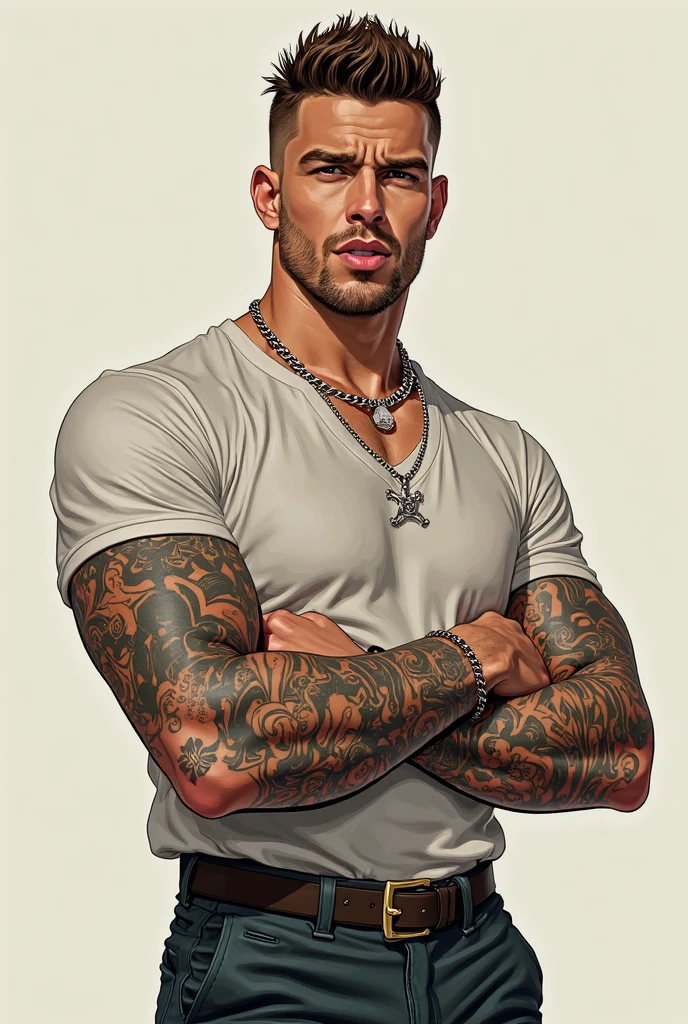 Character of an Indian youth .Short hair bare body and tattooed