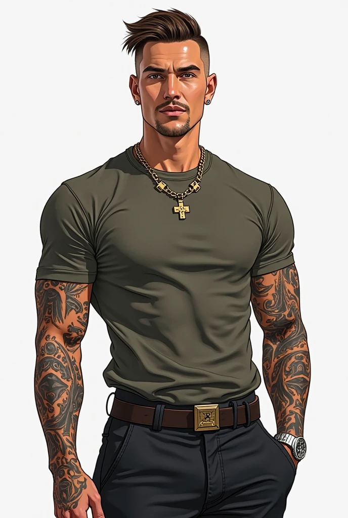 there is a man with a BUCKET and a tattoo on his chest, sem camisa :: Alto detalhe, parte superior do corpo detalhada, homem tatuado, technoviking masculino sem camisa, bela parte superior do corpo realista, sem capuz | | sombreado realista, highly parte superior do corpo detalhada, corpo musculoso tatuado, corpo tatuado, highly corpo inteiro detalhado, parte superior do corpo intrincada, uma ovelha, corpo inteiro detalhado, pele detalhada