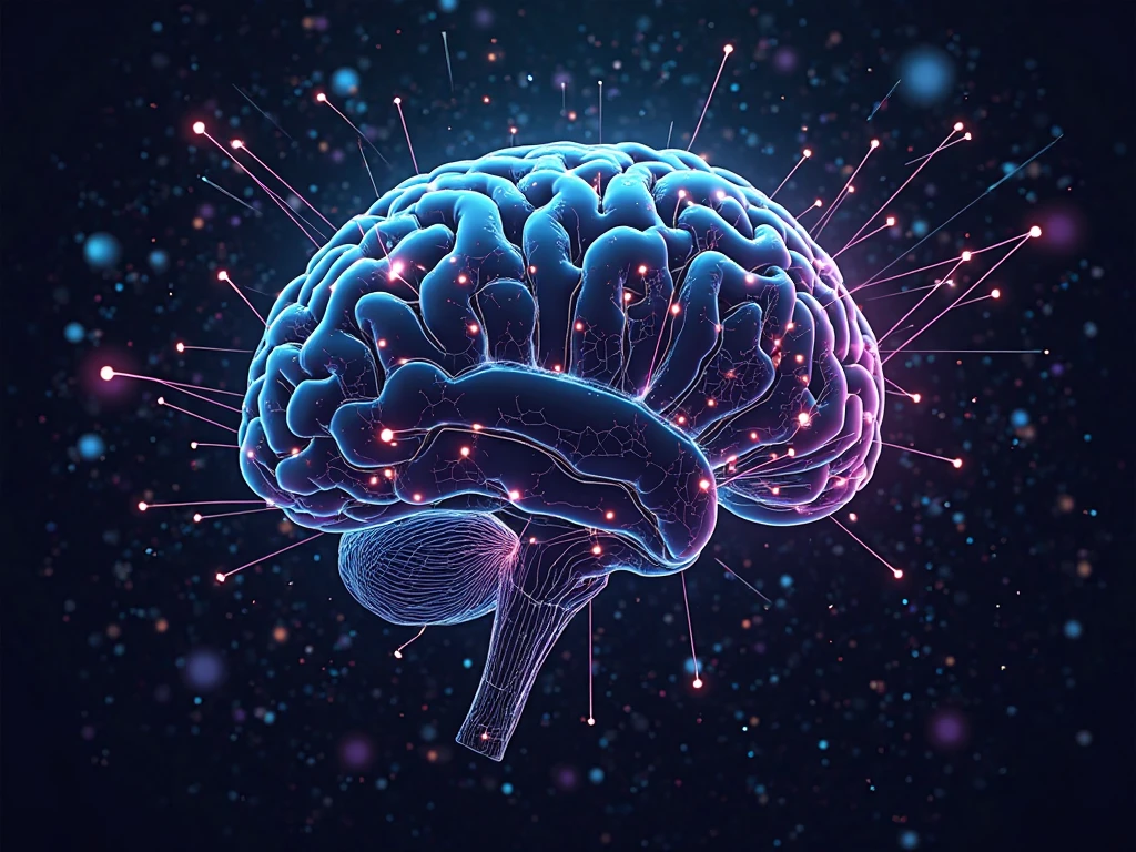 Create an image of a brain with electrical circuits and the acronym AI