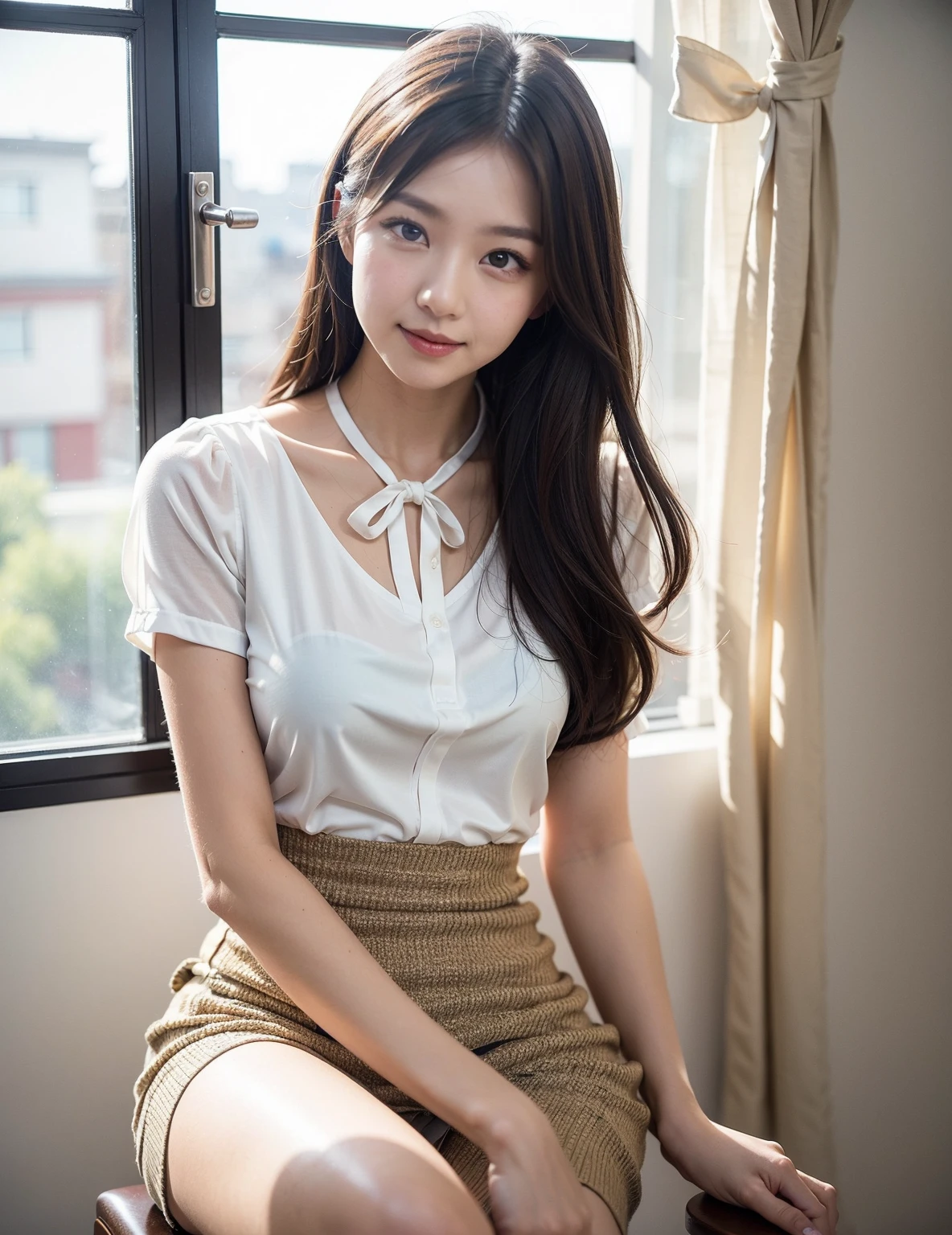 (​masterpiece:1.4)、(realisitic、portlate、Raw photo、top-quality:1.5)、japanes、(1girl in、18 seconds)、beauitful face、(Real Face:1.4)、beautiful hairl、(Real Skin:1.3)、Beautiful skin、enticing、超A high resolution、A hyper-realistic、high-detail、the golden ratio、(详细的脸:1.4) 32K((a miniskirt、tucking up the skirt、Show your panties to the camera))pantie shot、Smiling smile,Stockings、squatting、Being in sunlight、