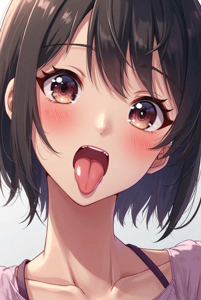 (masutepiece)、(top-quality)、((breast pumping))、children&#39;s swimwear、Lips are pink、((open mouth)),((kiss face)),(mouth close up)、(close up of face)、Lips apart、涎、small flat chest、(cum in mouth),(tongue out)、perspiring、armpit、red blush、Frustrated expression、bobhair