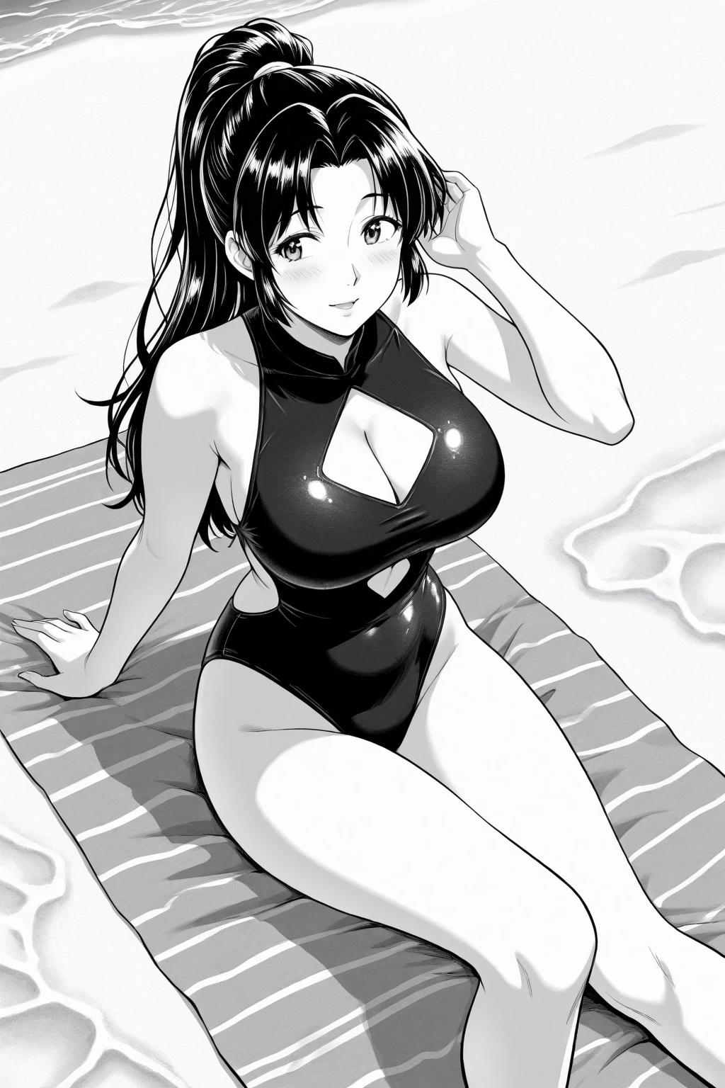 (8k、でltra-high resolution、Highest quality、masterpiece、Realistic、でltra-high resolution), 1 girl, alone,A tight, small size off-the-shoulder high-leg leotard,(American flag pattern:1.2)、Huge breasts、Thighs、training shoes、side bust、Protruding chest, Gravure photos are scheduled to be released in 2023、traditional japanese headband、(((Black tanned skin:1.3)))  ,(((Very large breasts:1.3))) 、Detailed face、                    