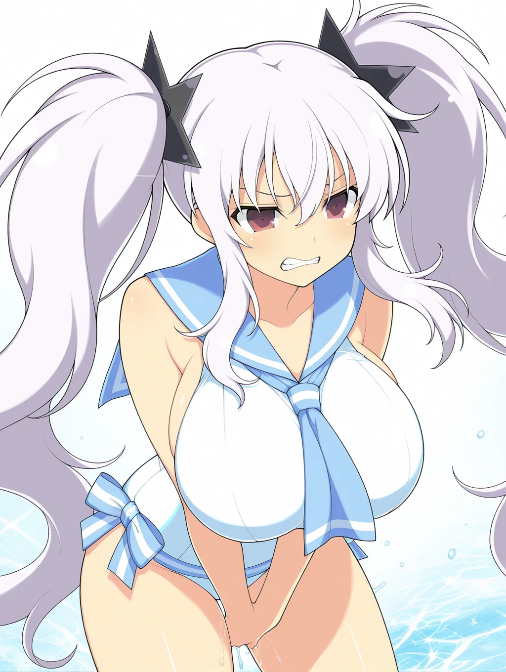 (( close、16K、Highest quality、Attention to detail、Rich skin detail, Browsing Caution))、 (Beautiful Eyes), ((Huge breasts、Armpits、))、 ((Grey leotard、Yellow jacket、Glossy dress、Black knee socks))))、(Pink eyes)、((Light blue hair、Blunt bangs、Long Hair、Straight hair)), ((blush))、(Wide Hips、Thick thighs)、((((smile、Show me your teeth、Embarrassing))))、((city))